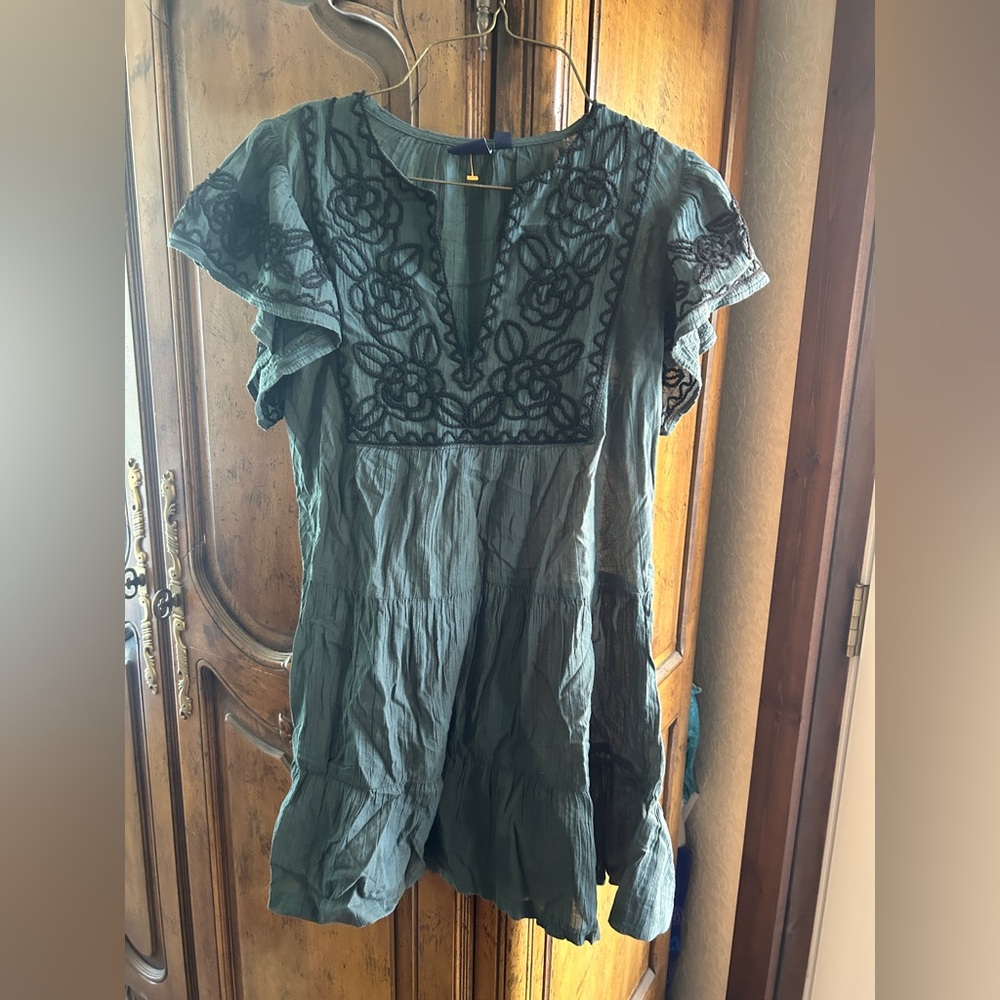 GAP Green Embroidered Flutter Sleeve Tunic